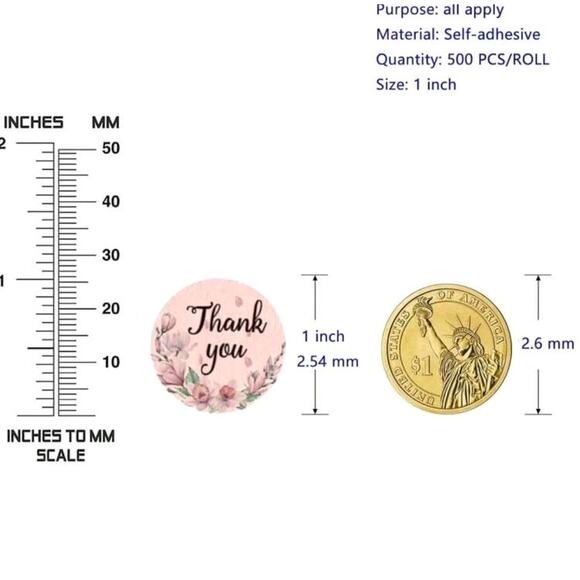 x500 "Thank you" sticker Shipping Supplies - Picture 3 of 3